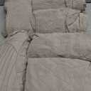 Genina Waterproof Chair Covers for Dining Room 6 Pack, Stretch Jacquard Dining Chair Cover Removable Washable Chair Protectors Cover for Kitchen, Home (Leaves-Warm Gray, 6 PCS)