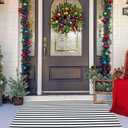 Black and White Striped Outdoor Rug Halloween Door Mat 27.5" x 43" Front Porch Rug Farmhouse Fall Layered Door Welcome Mat for Entryway/Home Entrance/Laundry Room