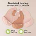 3-Pack Waterproof Baby Bibs for Eating - Lightweight Toddler Feeding Bibs with Large Food Catcher, Mess Proof, Food-Grade Baby Eating Essentials, Easy to Put On & Clean (Bloom)