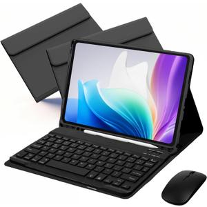 Keyboard Case for Samsung Galaxy Tab A9 Plus/A9 11 2023, Samsung A9 Plus Tablet Case with Pen Slot Detachable Folio Keyboard Cover with Mouse (SM-X210/X216/X218) - (Black)