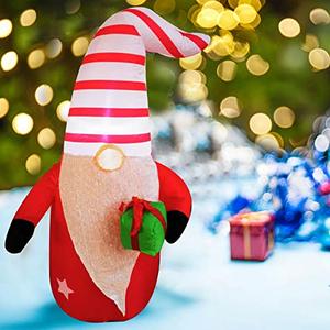 4 FT Phreewill Christmas Inflatable Gnome Outdoor Decoration Lighted Decoration Outdoor, Xmas Blow Up Gnome for Holiday Christmas Party Yard Garden Decor