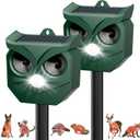 2Pack Ultrasonic Animal Repeller with LED Strobe Lights - Outdoor Solar Powered for Squirrels, Deer, Raccoons, Rabbits, Skunks, Cats, Dogs - Protects Garden, Yard, Lawn, Farm & Crops