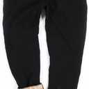 Inno Men's Sherpa Fleece Lined Jogger Pants Warm Sweatpants Thermal Winter Athletic Lounge Short Tall, Black, XL, 36" Inseam