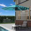 9FT Patio Umbrella with Solar Lights,Outdoor Market Umbrella with Tilt and Crank, LED Lighted Table Umbrella for Garden,Deck,Backyard,Pool,Beach (Peacock Blue)
