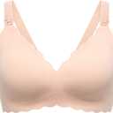 Momcozy Nursing Bras for Breastfeeding, Seamless Pregnancy Maternity Bra Wireless Classic Jelly Strip Support Nursing Bra (Medium Plus, Oyster Pink)