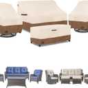 Patio Furniture Covers 4 Piece Set, 600D Waterproof Heavy Duty Outdoor Furniture Covers,Fit Wicker Patio Sofa, Swivel Rocker Chair and Coffee Table,Beige&Brown (X-Large)