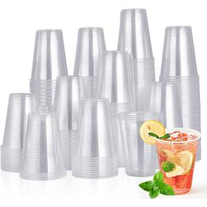 Turbo Bee 280 Pack 16oz Clear Disposable Plastic Cups,Cold/Hot Drinking Cups,Transparent Plastic Party Container for Water, Iced Cold Coffee, Juice, Soda