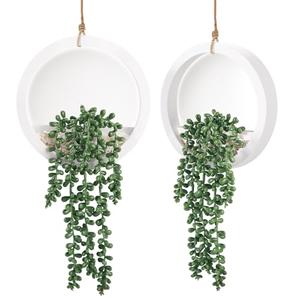 Der Rose 2 Pack Fake Plants Hanging Artificial Succulents Plants in White Pots for Living Room Bathroom Accessories Boho Wall Decor