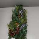 Sunny Bay Atelier- Prelit 26" Holiday Teardrop Swag  Lifelike Mixed Artificial Pine & Cedar with Blueberries and Battery-Operated 35 Color Changing LED Light (Battery Operated)