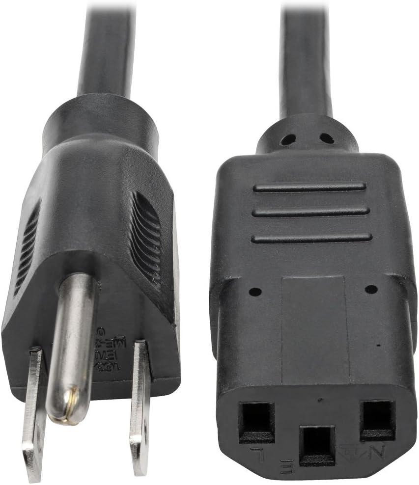 Tripp Lite Standard Computer Power Cord 10A,18AWG (NEMA 5-15P to IEC-320-C13) 10-ft.(P006-010) black