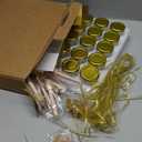 Ahhute Honey Jar, Mini Honey Jars with Dipper, Glass Honey Pot Baby Shower Favors, Party Favors & Wedding Favors, Hexagon Honey Container with Lid, Bee Charms, Fabric Ribbons and Bags, 20 Pack 1.5oz