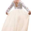 Topmaker Flower Girl Dress for Toddler Baby Girls,Lace Tulle Dress for Wedding,Birthday Party,Photoshoot,Special Occasion (7-8 Years, Sleeve-ivory)