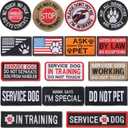 16 Pieces Service Dog Patch Please Do Not Pet in Training Patches Removable Tactical Embroidered Badge for Service Dog Harness Vest Collar Clothes