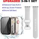 2 x 3 In 1 Waterproof Privacy Case for Apple Watch 10 With Band 46mm,Water Proof Face Cover Built-in Anti Spy Tempered Glass Screen Protector & Silicone Soft Bands for iWatch Series 10(Clear/White, 46mm)