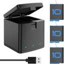 Rechargeable Battery Charger for GoPro Hero9/10 Camera + 3 Pack Enduro Batteries (HERO10 Black/HERO9 Black), 2200mAH