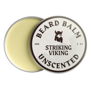 Striking Viking Beard Balm for Men  Light Hold, Unscented, 2 Oz - Leave-in Beard Conditioner with Shea Butter, Tea Tree, Argan & Jojoba Oils - Smooth, Shape & Moisturize Coarse, Dry Facial Hair (2 Ounce (Pack of 1))