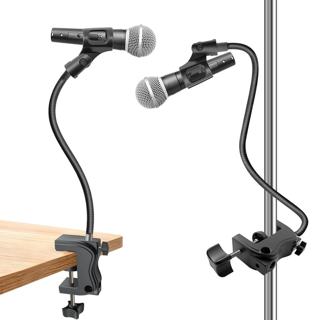 Microphone Stand, 20" Flexible Gooseneck Desktop Mic Stands Holder,3/8" to 5/8" Screw Adapter, 360 Adjustable Compact Mic Arm for Meetings, Lectures, Live Broadcast Equipment