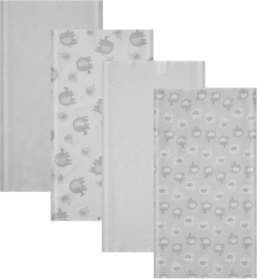 Cudlie 4 Pack Receiving Blankets: Ultra-Soft Essentials for Baby Boys and Girls, Swaddling, Cuddling and Nursing. Multipack for Infants, Newborns and Babies. Perfect for Baby Showers and Everyday (Good Elephant)