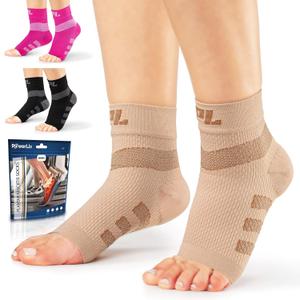 Powerlix Plantar fasciitis socks for Neuropathy (Pair) for Women & Men, Ankle Brace Support, Toeless Compression Socks & Foot Sleeve for Arch & Heel Pain Relief - Treatment & Everyday Use, M