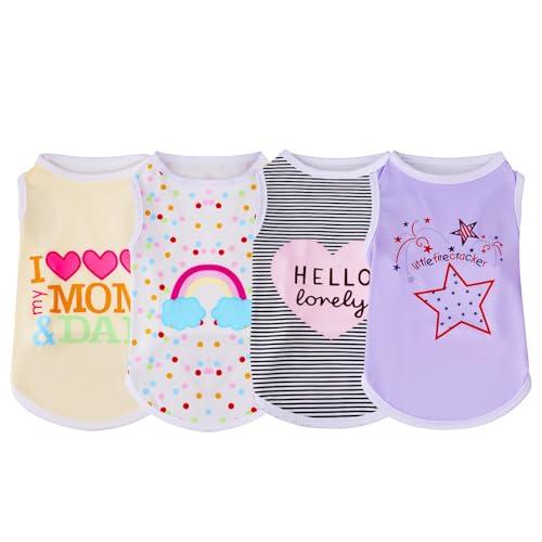 choyaxo 4pcs Dog Shirts Sleeveless Printed Pet Vest for Chiuahaha Small Medium Dogs Spring Summer , S