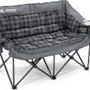 Double Camping Chair Padded 2 Person Camping Chair Camping Loveseat - Heavy Duty Oversized Camping Couch for Adults Outdoor Lawn Beach - Portable Folding Sofa with Cup Holders and Carry Bag, Grey