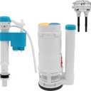 T Tulead Toilet Dual Flush Valve, Fill Valve, Push Button, Fit One Piece Toilet Repair Kit, Drain Outlet Dia 2.5", Fill Thread Dia 1/2", Push Button Thread Dia 2.24"(Not for 2-Piece Toilet)
