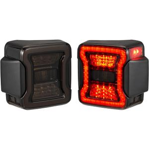 FIERYRED LED JK Tail Lights Compatible with 2007-2017 Jeep Wrangler JK, Smoked Rear Tail Lights for Turn Signal, Running/Brake and Reverse, 2PCS