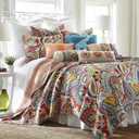 Levtex Home Rhapsody Quilt Set - Twin Quilt + One Standard Pillow Sham - Paisley in Yellow Orange Red Green Blues - Quilt Size (68 x 86in.) and Pillow Sham Size (26 x 20in.)- Reversible Pattern-Cotton