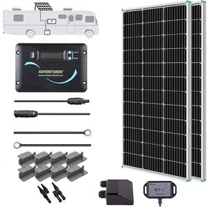 Renogy 200W 12V Monocrystalline RV Solar Panel Kit - Adventurer 30A LCD PWM Charge Controller + Mounting Brackets for RVs, Boats, Trailers, Campers, Marine & Off - Grid Systems