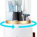 Toothbrush Holders for Bathrooms,Rotating 5-Slot with Cover and Draining Water,Kids Electric Toothbrush Holder and Toothpaste Stand Storage for Bathroom Accessories Counter Organizer Vanity (White)