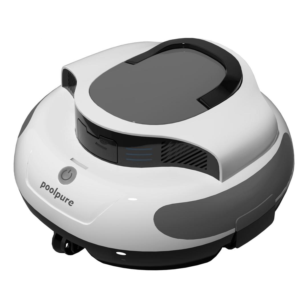 PoolPure Aquaguard SE II 2025 Cordless Robotic Pool Cleaner with 5000mAh Large Battery, 120-Min Operating Time, Adjustable Path Options for Above-Ground Pools and More (White-Grey)