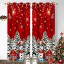 YOSTEV Christmas Curtain for Bedroom 2 Panel Set,Red Christmas Tree Snowman Farmhouse Snowflakes Velvet Window Curtains, Thermal Insulated Living Room Darkening Decoration Curtains, 52x63 Inch (Xmas Farm 1)