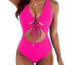 Blooming Jelly Womens Sexy One Piece Swimsuit Drawstring Bathing Suit Cut Out Suit Swim Suits 2026 (Small, Pink)