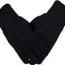 1 Pair Winter Gloves for Women Cold Weather Womens Gloves Warm Knit Gloves with Thermal Fleece Lined for Christmas (Black)