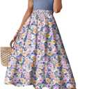 Dokotoo Women's Summer 2025 Maxi Dress Ruffle Short Sleeve Casual Floral Print Long Flowy Dresses (XL)