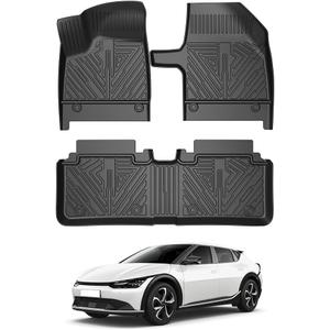 T TGBROS Floor Mats for Kia EV6 2022-2025 2026 Accessories All Weather Protection TPE 2 Rows Floor Liners Set Non-Slip Black