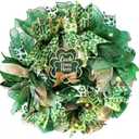 Presentastic 18 Inch St. Patrick's Day Decorations Wreath, Handcrafted Shamrock Wreath for Front Door with Light, Clover Artificial Design, Lucky Irish Porch Decor, Wall, Entry, Party Holiday Display