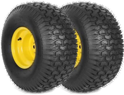 (2-Pack) 20x8.00-8 Rear Tire and Wheel Assemblies - 4 Ply Tubeless Tire Compatible Replacement for Riding Lawn Mowers - 3/4" Borehole, 3.5" Offset Hub and 3/16" Keyway