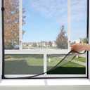 RDUIGT Black Magnetic Window Screen Adjustable Window Net 72”x 48” Fiberglass Window Screen Mesh for House Windows with Magnets