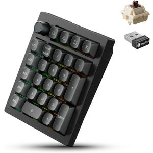 Keychron V0 Ultra 8K Polling Rate Wireless (2.4 GHz & Bluetooth) ZMK Custom Number Pad with Hot-swappable Brown Switches 360-Hr Battery OSA PBT Keycaps RGB Backllit for Mac Windows Linux