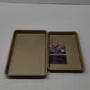 Cookie Sheets for Baking Nonstick, 2 Pack Heavy Duty 0.8mm Baking Sheet Pan Set Quarter(9x13in) & Jelly Roll(10x15in) with Diamond Texture, Gold Commercial Grade, Small Oven Safe