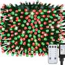 Minetom 1000 LED Christmas Tree Lights, 328 FT Green Wire LED Decorative Fairy Lights with Remote & 8 Modes, Waterproof for Outdoor Xmas Holiday Party Garden Wedding Home Decor, Red  Green