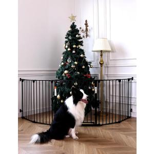 Babelio Baby Gate Extra Wide, Auto Close Dog Gate Pet Gate for House Stairs Doorways Fireplace (Black, 104" Wide Gate - 5 Panels)
