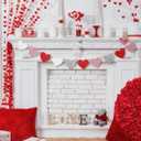 8.2 ft Glitter Heart Garland Pink Red Valentines Day Garland Rustic Farmhouse Heart Banner Romantic Love Banner Cute Valentine Hanging Decor for Fireplace Mantel Wall Home Window