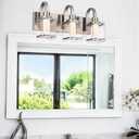 Lucidce 5-Light Brushed Nickel Vanity Light Fixtures, Modern LED Bathroom Wall Lights for Dressing Room, Integrated LED Chips with Frosted Column & Clear Square Glass Shades, Energy Saving Wall Sconce