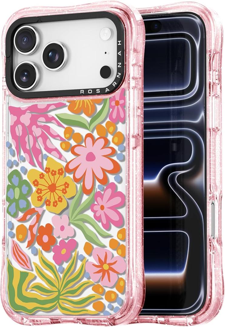 Rosarnnah for iPhone 17 Pro Max Case Aesthetic Pink, Passion Flower | Cute Funny Pattern Design for Girls Women Men, Durable Shockproof 6.9" Phone Case 20ft Drop Protection for Fashion Daily