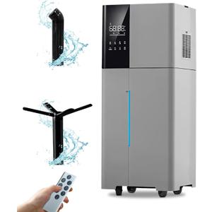 LACIDOLL Humidifier Large Room,26L/6.8Gal Whole House Humidifiers for Home 3000 sq.ft,1800ml/H Cool Mist Humidifier Baby, Top Fill Humidifiers for Bedroom Plant with 360 Nozzle & Extension Tube,Grey