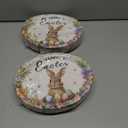 2 x 50 Count Oval Easter Paper Dinner Dessert Plates Heavy Duty Easter Dinnerware Sets with Bunny for Easter Spring Holiday Party Supplies