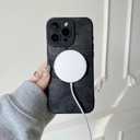 Case for iPhone 16 Pro [Compatible with MagSafe] Built in Magnetic Cute Girly Sleek Print Boho Aesthetic Style Design for Women Girls Flowers Floral Rose Soft TPU Protective Shockproof Mate Black