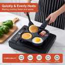 4-Cup Egg Pan Nonstick, Aluminum Omelette Pan with Detachable Handle, Fast Heating Breakfast Omelette Skillet for Fried Eggs Cooker, Pancakes, Suitable for Gas Stove & Induction Cookware